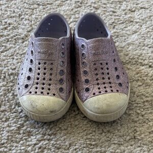 Native Kids Glittery Purple Slip-On Sneakers